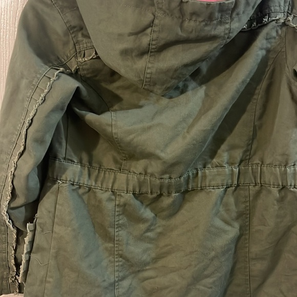 Cat & Jack Olive Raincoat with Coral Hood - Picture 7 of 8
